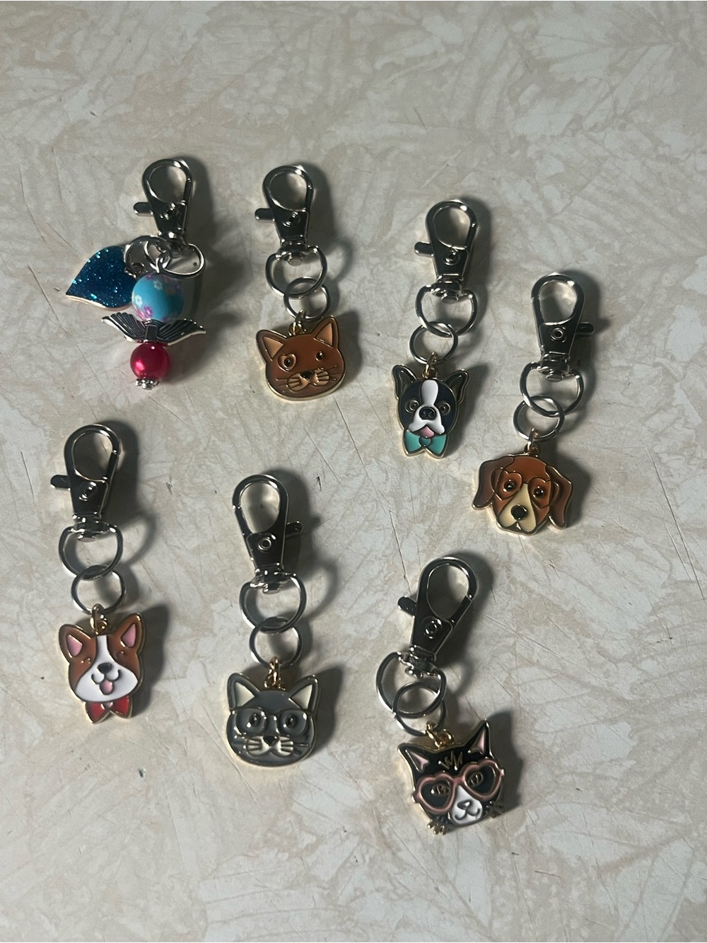 Cute Enamel Pet Charm Keychain Set - Assorted Colors M74